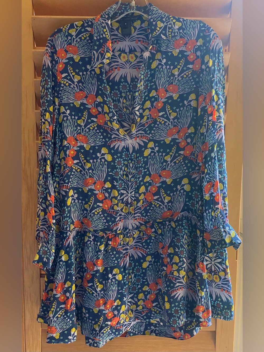Marc by Marc Jacobs 100% Silk Floral Drop Waist Jerrie Shirt Dress Size 6